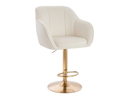 Barová židle AVOLA VELUR na zlatém talíři - bílá