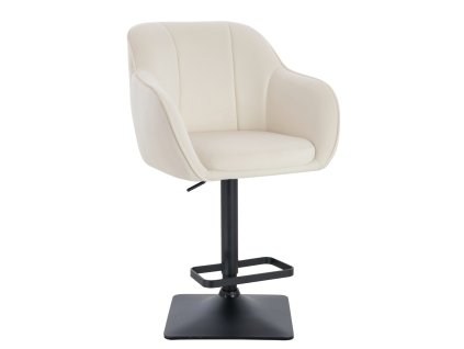 Barová židle AVOLA VELUR na černé hranaté podstavě - bílá