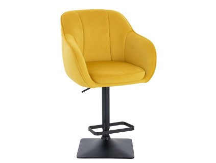 Barová židle AVOLA VELUR na černé hranaté podstavě - žlutá