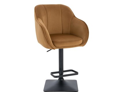 Barová židle AVOLA VELUR na černé hranaté podstavě - medová