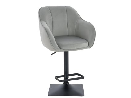 Barová židle AVOLA VELUR na černé hranaté podstavě - světle šedá
