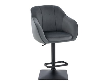 Barová židle AVOLA VELUR na černé hranaté podstavě - tmavě šedá