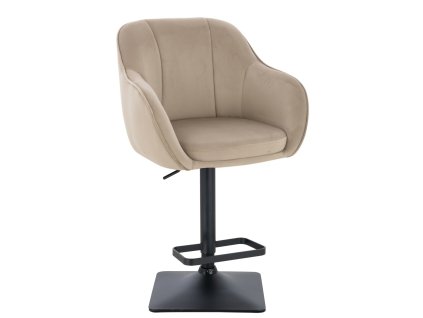 Barová židle AVOLA VELUR na černé hranaté podstavě - latte