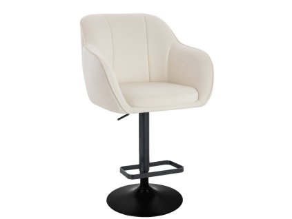 Barová židle AVOLA VELUR na černém talíři - bílá