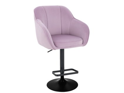 Barová židle AVOLA VELUR na černém talíři - levandule