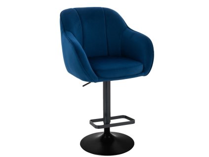 Barová židle AVOLA VELUR na černém talíři - modrá