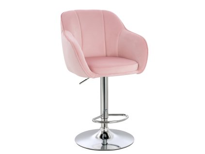 Barová židle AVOLA VELUR na stříbrném talíři - světle růžová