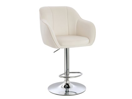 Barová židle AVOLA VELUR na stříbrném talíři - bílá