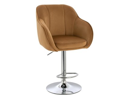 Barová židle AVOLA VELUR na stříbrném talíři - medová