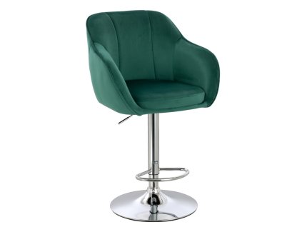 Barová židle AVOLA VELUR na stříbrném talíři - zelená