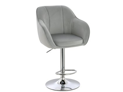 Barová židle AVOLA VELUR na stříbrném talíři - světle šedá
