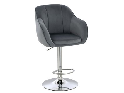 Barová židle AVOLA VELUR na stříbrném talíři - tmavě šedá