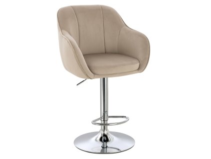 Barová židle AVOLA VELUR na stříbrném talíři - latte