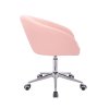 Židle VENICE na stříbrné podstavě s kolečky - světle růžová