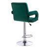Barová židle BOSTON VELUR na stříbrném talíři - zelená