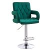 Barová židle BOSTON VELUR na stříbrném talíři - zelená