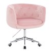 Židle MONTANA VELUR na stříbrné podstavě s kolečky - světle růžová