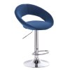 Barová židle NAPOLI VELUR na stříbrném talíři - modrá