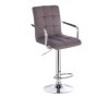Barová židle VERONA VELUR na stříbrném talíři - tmavě šedá
