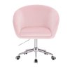 Židle VENICE VELUR na stříbrné podstavě s kolečky - světle růžová