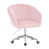 Židle VENICE VELUR na stříbrné podstavě s kolečky - světle růžová