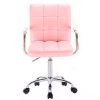 Židle VERONA na stříbrné podstavě s kolečky - světle růžová