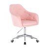 Křeslo ANDORA na stříbrné podstavě s kolečky - světle růžové