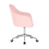 Křeslo ANDORA na stříbrné podstavě s kolečky - světle růžové