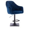 Barová židle ANDORA VELUR na černé hranaté podstavě - modrá