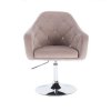 Křeslo ROMA VELUR na stříbrném talíři - světle šedé