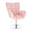 Křeslo AURORA VELUR na stříbrném talíři - světle růžové