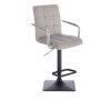 Barová židle VERONA VELUR na černé základně - světle šedá