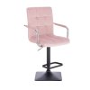 Barová židle VERONA VELUR na černé hranaté podstavě - světle růžová