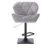 Barová židle MILANO VELUR na černé podstavě - světle šedá