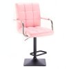 Barová židle VERONA na černé hranaté podstavě - světle růžová