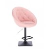 Barová židle VERA na černé hranaté podstavě - světle růžová