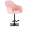 Barová židle ANDORA na černé hranaté podstavě - světle růžová