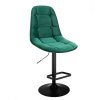 Barová židle SAMSON VELUR na černém talíři - zelená