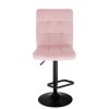 Barová židle TOLEDO VELUR na černém talíři - světle růžová