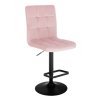 Barová židle TOLEDO VELUR na černém talíři - světle růžová