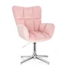 Křeslo AURORA VELUR na stříbrném kříži - světle růžové