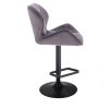 Barová židle MILANO VELUR na černé kulaté podstavě - tmavě šedá