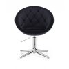 Křeslo VERA VELUR na stříbrném kříži - černé