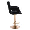 Barová židle BOSTON VELUR na zlatém talíři - černá