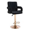 Barová židle BOSTON VELUR na zlatém talíři - černá