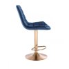 Barová židle PARIS VELUR na zlatém talíři - modrá