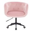 Židle MONTANA VELUR na černé podstavě s kolečky - světle růžová