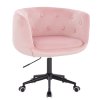 Židle MONTANA VELUR na černé podstavě s kolečky - světle růžová