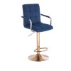 Barová židle VERONA VELUR na zlatém talíři - modrá