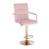 Barová židle VERONA VELUR na zlatém talíři - světle růžová